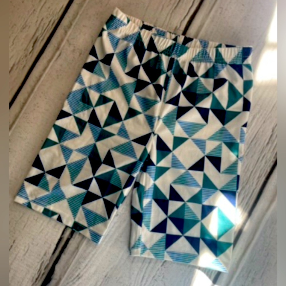 Blue and white  geometric bike shorts